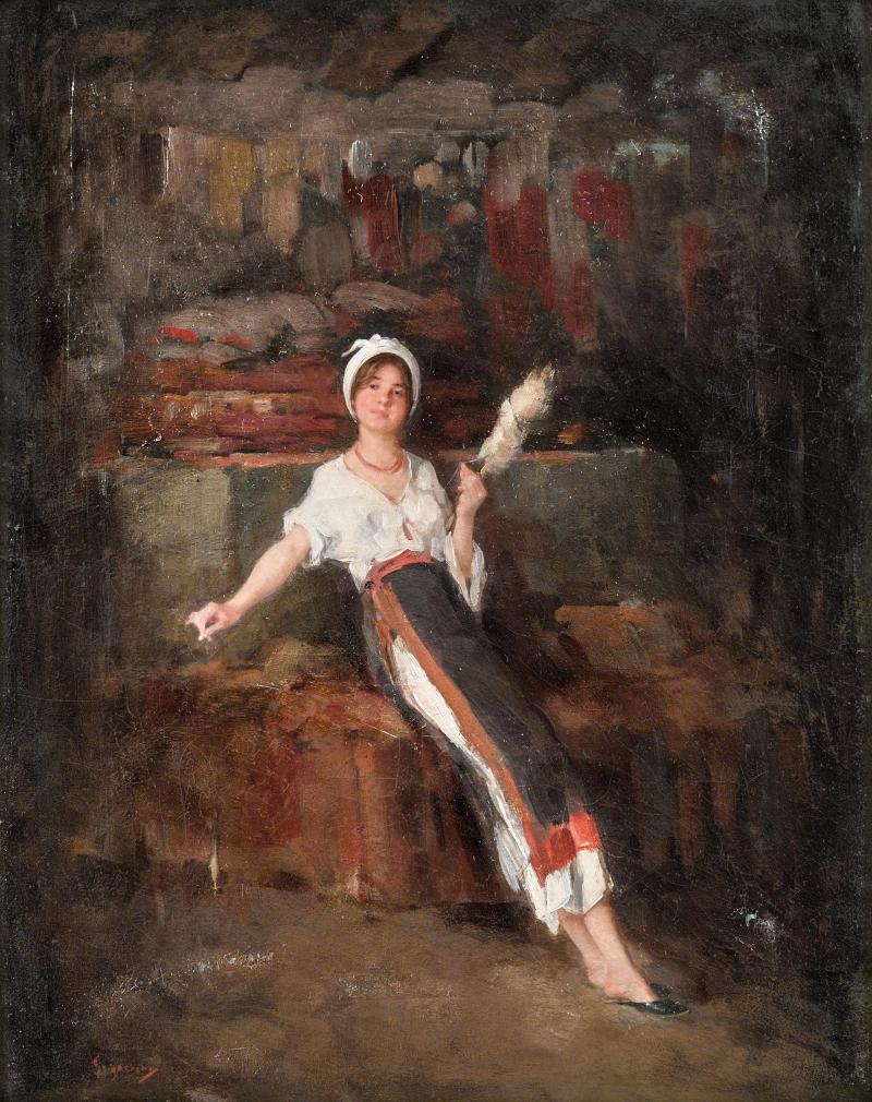 Nicolae Grigorescu (1838 - 1907) Die Spinnerin, signiert, Öl auf Leinwand, 51 x 42 cm, erzielter Preis € 173.800