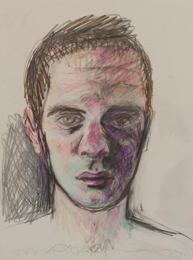 Patrick Angus, Untitled ( Self Portrait ) ca. 1989, Bleistift und Kreide auf Papier, 30.5 x 22.9 cm © Douglas Blair Turnbaugh