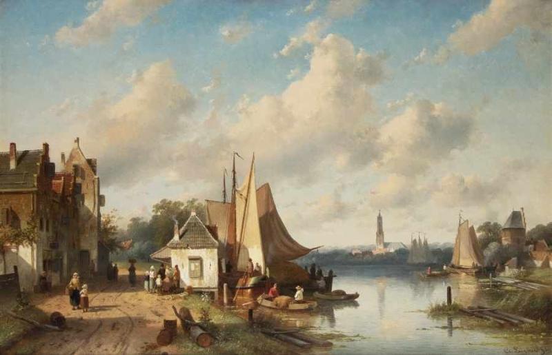 Charles Leickert 1816 Brüssel - 1907 Mainz Belebte Flusslandschaft in Holland Schätzpreis:	7.000 - 9.000 EUR Zuschlagspreis:	9.000 EUR