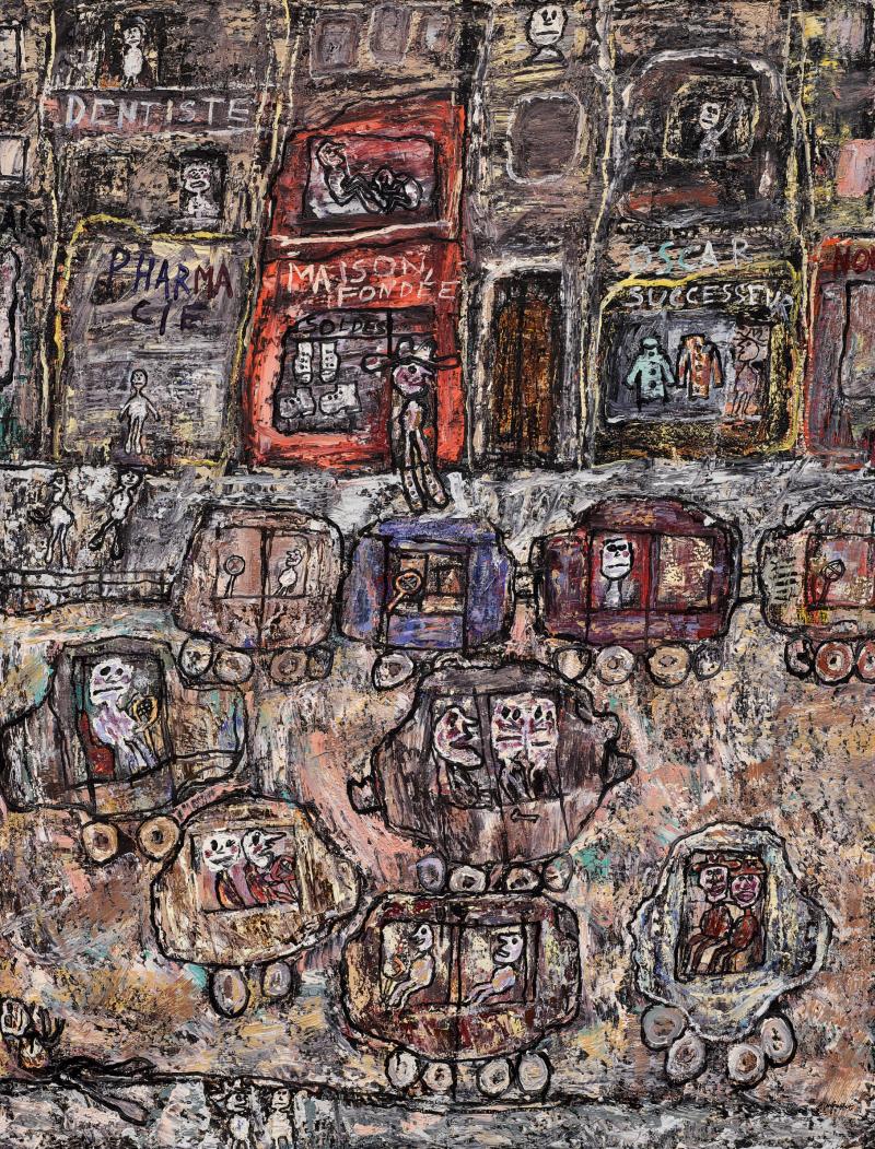 Property from an Important Collection Jean Dubuffet Maison Fondée Signed and dated 61; signed, titled and dated mars/avril 61 on the reverse Oil on canvas 45 3/4 by 35 in Estimate $12/18 million © 2017 ESTATE OF JEAN DUBUFFET / ARTISTS RIGHTS SOCIETY (ARS), NEW YORK, NY