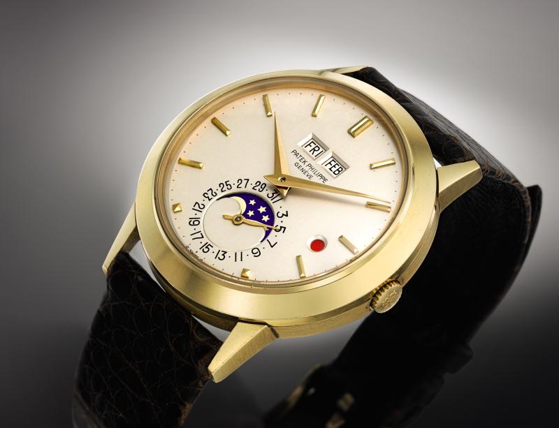 9697 Patek Philippe, Rare Yellow Gold Automatic Perpetual Calendar Wristwatch, Ref 3450 (lot 993)