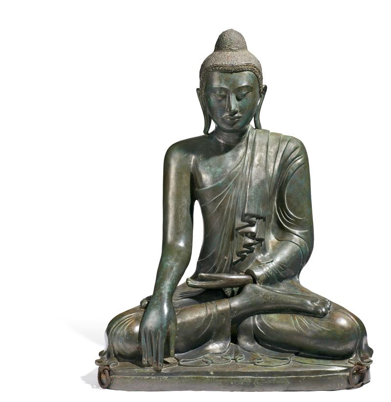 Beeindruckend große Figur des erleuchteten Buddha Burma/Myanmar | Mandalay Datiert 1876 | Bronze Ergebnis: 53.760 Euro