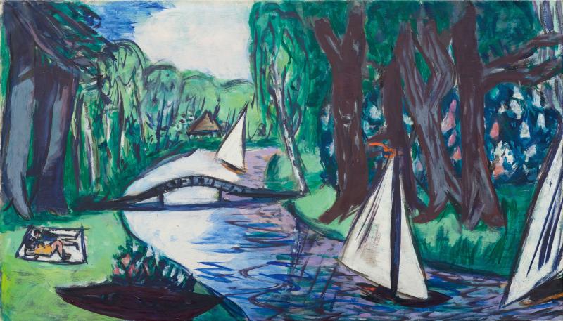 Los 3228 MAX BECKMANN Waldgracht mit Segeln. 1943. Öl auf Leinwand. Schätzung: CHF 400’ 000 / 700’ 000 Auktionsergebnis: CHF 503’ 500