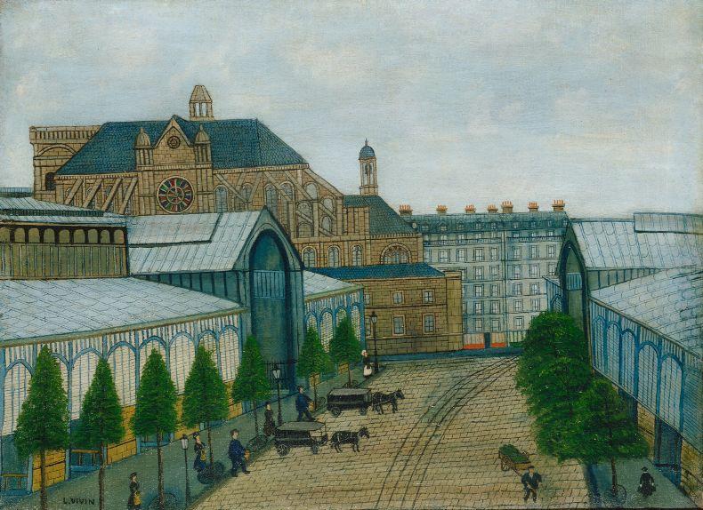 Louis Vivin Paris, les Halles Centrales et l‘église Saint-Eustache, 1929 Öl auf Leinwand, 48 x 64,5 cm Kunsthaus Zürich, 1938