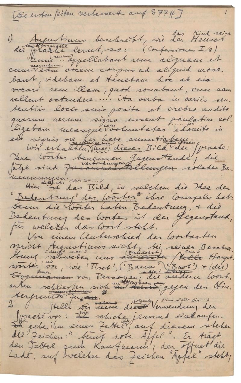 Philosophische Untersuchungen, Ludwig Wittgenstein, 1936 – © Österreichische Nationalbibliothek