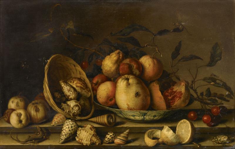 Lot 14 Property From A Private European Collection Balthasar van der Ast Still Life With Basket Of Shells, A Plate With Fruits And Insects Estimate $800/1.2 million Sold for $ 1,815,000