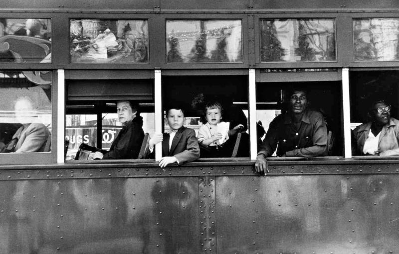 Lot 125 Robert Frank New Orleans (Trolley) signed in ink in the margin, framed, Bank of America Collection labels on the reverse, 1955, probably printed in the 1970s 9 3/4  by 15 in. (24.8 by 38.1 cm.) Estimate $100/150,000