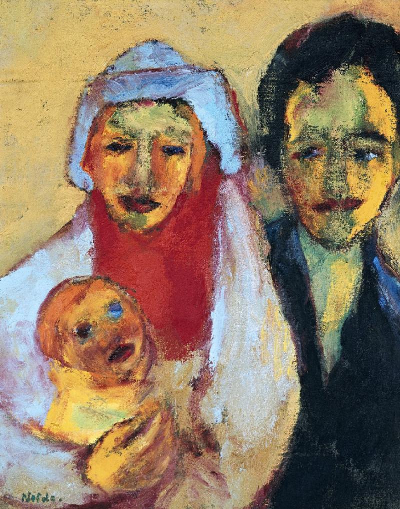 Emil Nolde, „Junge Familie“, 1949, Öl auf Leinwand, 70 x 56,5 cm, links unten signiert Bild: Schütz Fine Art/© Bildrecht Wien, 2018