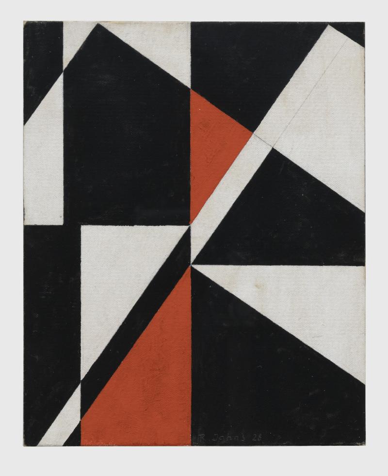 Rudolf Jahns (1896-1983) Komposition R 10, 1928 Tempera auf Pappe auf Hartfaser, 24,5 x 19,8 cm Sprengel Museum, Hannover Leihgabe der Rudolf Jahns Stiftung Foto: Städel Museum © VG Bild-Kunst, Bonn 2018