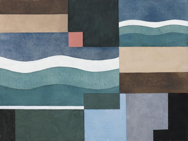 Rudolf Jahns (1896-1983) Horizontal - Vertikal (Vorstudie zu einem Ölbild) (No. 169), 1925/1961 Tempera auf Papier, 30 x 40 cm Sprengel Museum, Hannover Leihgabe der Rudolf Jahns Stiftung Foto: Herling/Herling/Werner, Sprengel Museum Hannover © VG Bild-Kunst, Bonn 2018