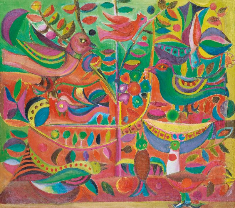 Shakir Hassan Al Said, Orchard of Knowledge, oil on canvas, 1955 (Est. £60,000-80,000)