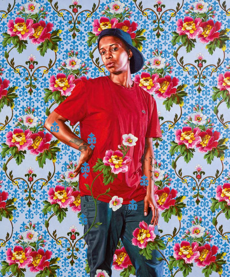 Kehinde Wiley  Charles I Signed and dated 2018 on the reverse Oil on canvas 72 by 60 in.; 182.9 by 152.4 cm. Estimate $100/150,000 Courtesy the artist; Roberts Projects, Los Angeles; Sean Kelly Gallery, New York; Stephen Friedman Gallery, London; Galerie Templon, Paris