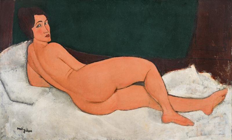 Lot 18 A Masterwork by Modigliani, The Property of a Distinguished Private Collector Amedeo Modigliani Nu couché (sur le côté gauche) Signed Modigliani (lower left) Oil on canvas 35 1/4 by 57 3/4 in.; 89.5 by 146.7 cm Painted in 1917 Estimate upon request Sold for $157,159,000 HIGHEST AUCTION PRICE IN SOTHEBY’S HISTORY