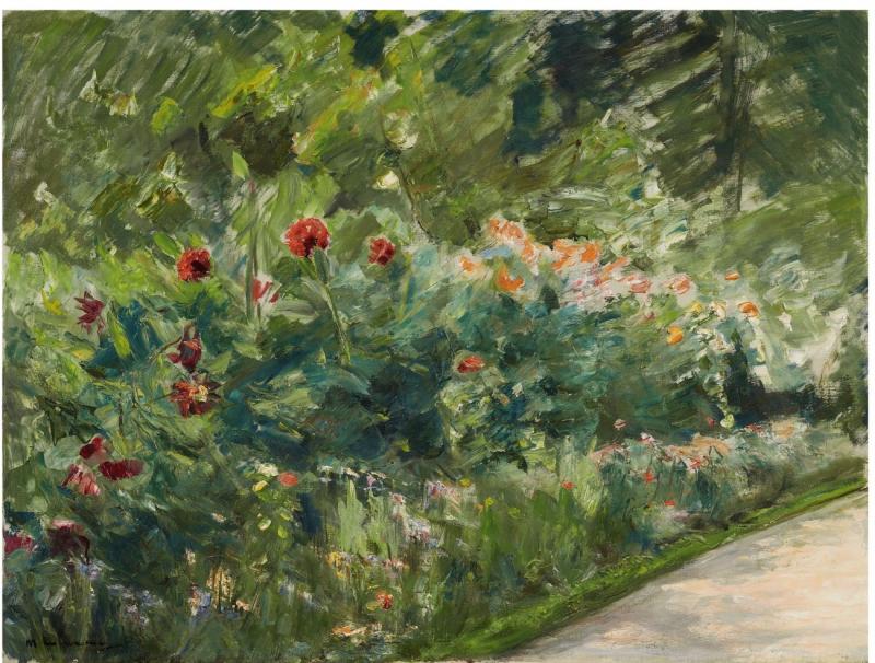 Nr. 380 440 Max Liebermann Blumenstauden im Nutzgarten nach Südwesten. 1926 Öl auf Leinwand, 71,5 x 94,5 cm Schätzpreis: € 400.000 – 500.000,- Ergebnis: € 916.000,-