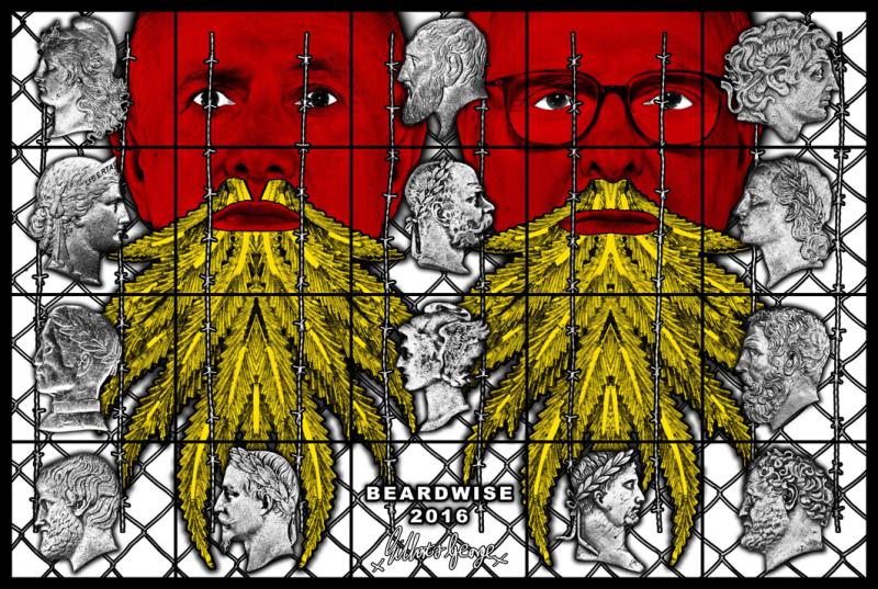 Gilbert & George BEARDWISE, 2016 Mixed media 254 x 377 cm