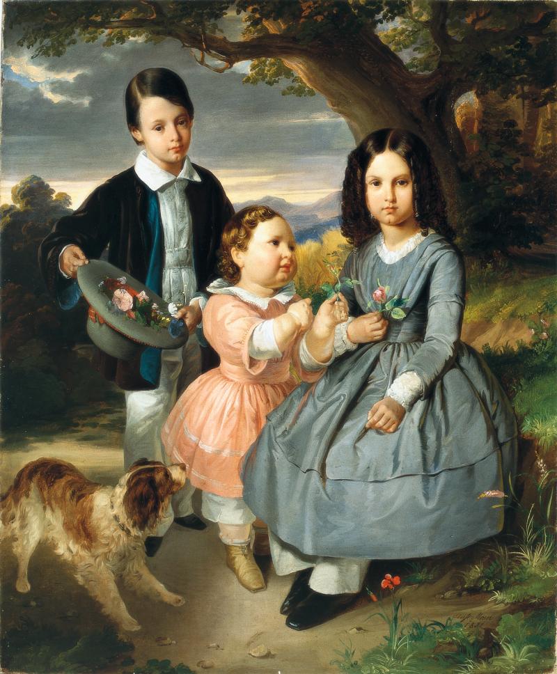 Ernst Christian Moser, "Kindergruppenporträt", 1851, Öl auf Leinwand, Neue Galerie Graz, Universalmuseum Joanneum, Foto: Universalmuseum Joanneum/N. Lackner