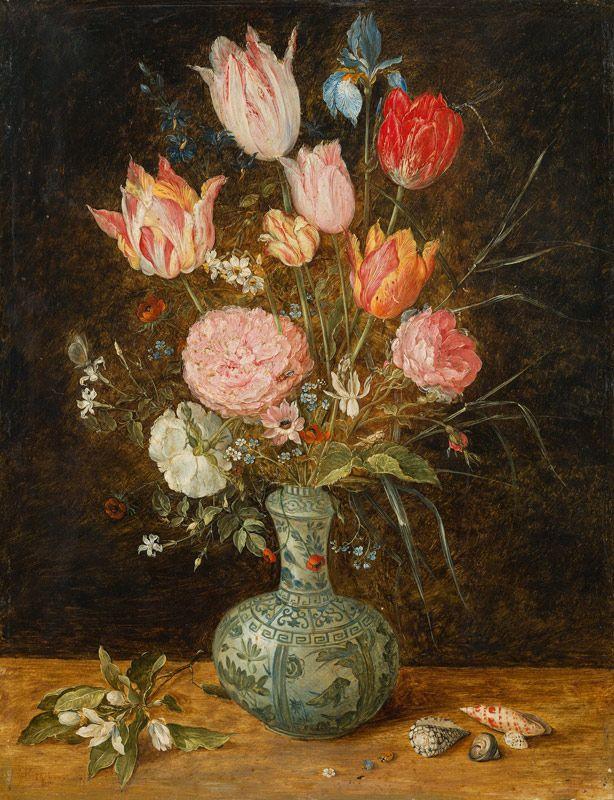 Jan Brueghel der Jüngere  Blumenstrauß in chinesischer Vase, um 1625/27 Öl auf Kupfer auf Holz, 47,6 x 37,1 cm Schätzpreis:	50.000 - 100.000 EUR