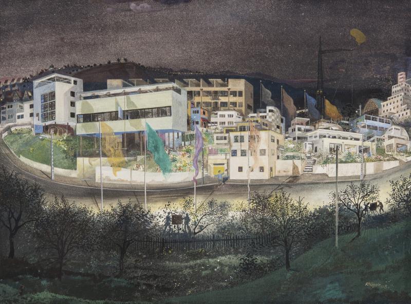 Reinhold Nägele (1886-1972): Weißenhofsiedlung Stuttgart bei Nacht, 1928, Maier & Co. Fine Art, Stuttgart © VG Bild-Kunst, Bonn 2019