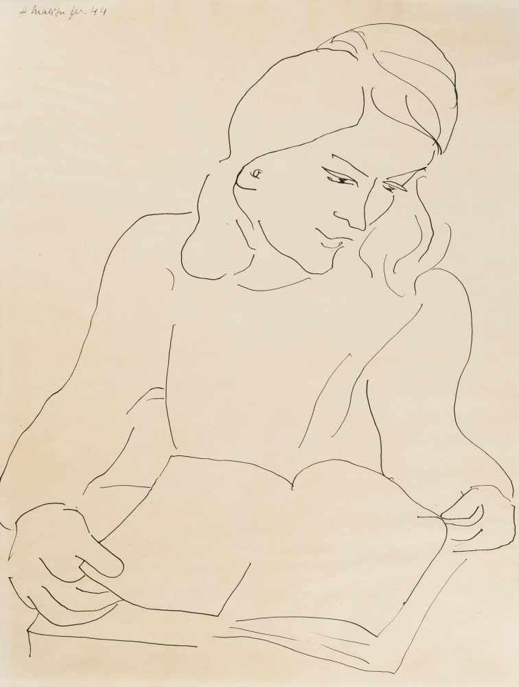 Matisse, Henri (Cateau 1869–1954 Nice) Portrait d'Annelies Nelck. 1944. Tusche auf Papier.  Schätzpreis:	40.000 - 60.000 CHF