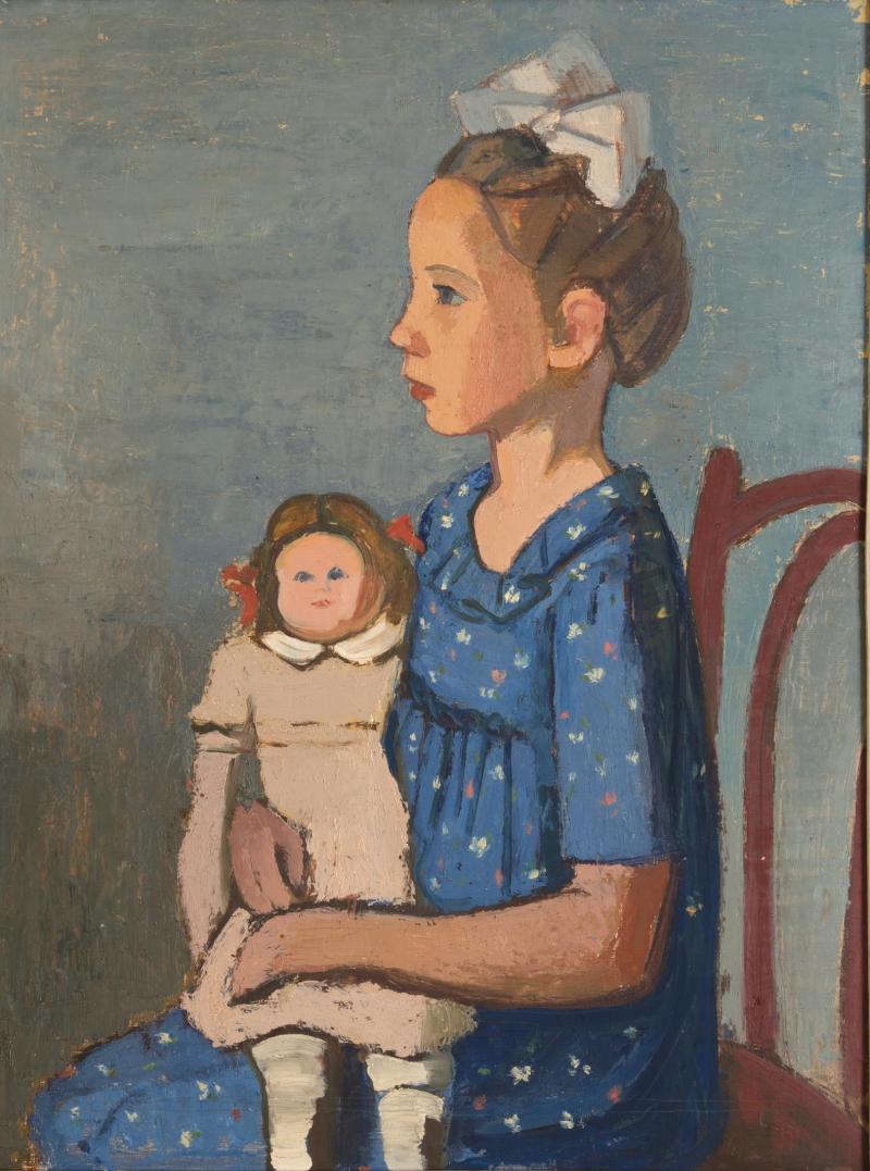 Hermann Teuber, Mädchen mit Puppe, 1952, © Nachlass Hermann Teuber, München