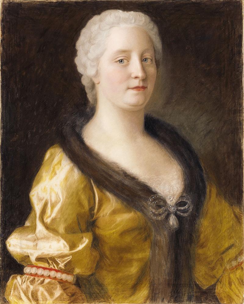 Jean-Étienne Liotard, Maria Theresia im pelzbesetzten Kleid, 1743 Pastell auf Pergament Österreichische Nationalbank, Dauerleihgabe in Schloss Schönbrunn, Wien  © Schloss Schönbrunn Kultur- und Betriebs-ges. m.b.H., Foto: Johannes Wagner, Sammlung der Österreichischen NationalbankJohannes Wagner, Sammlung der Österreichischen Nationalbank