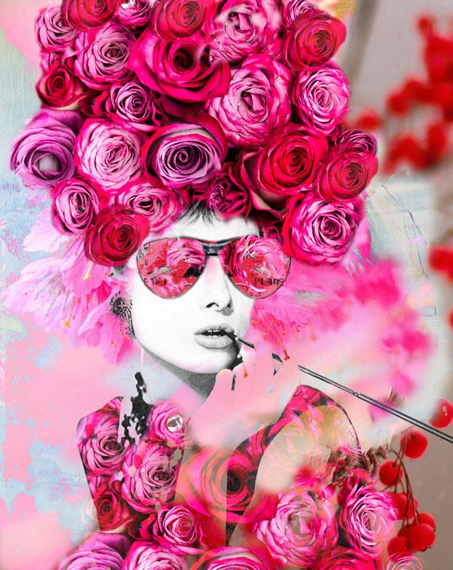 Artwork / Photo credit:  Dganit Blechner: Shining Rose / Mixed media, acrylic on canvas with crystal dust / 2018 Courtesy of Ruth Gallery, Luxembourg