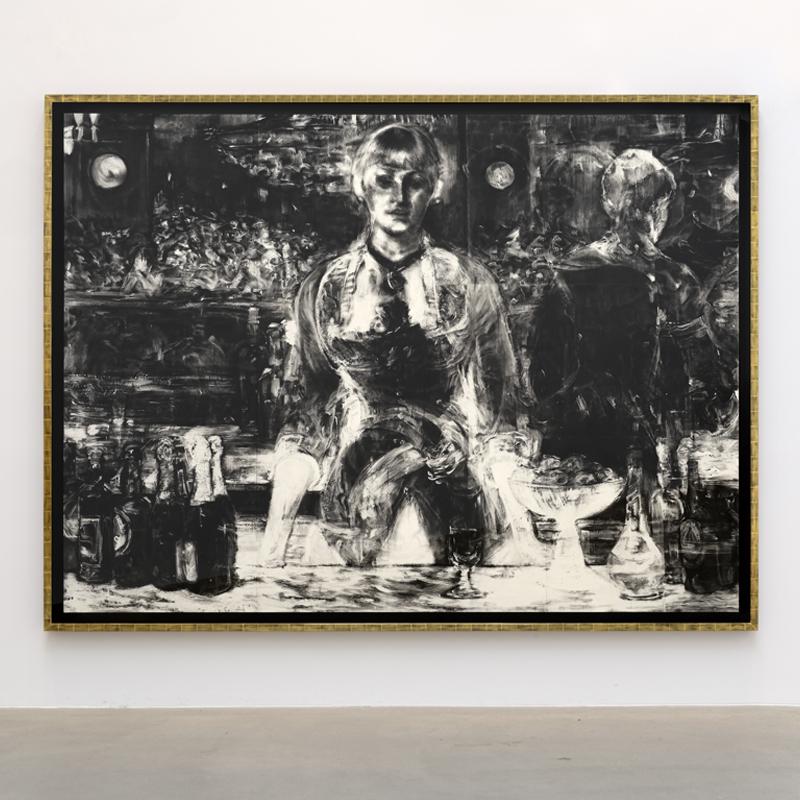 Robert Longo Untitled (X-Ray of A Bar at the Folies-Bergère, 1882, After Manet), 2017. Charcoal on mounted paper.