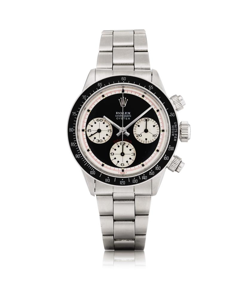 LOT 194 ROLEX ‘PAUL NEWMAN’ DAYTONA, REF 6263 STAINLESS STEEL CHRONOGRAPH WRISTWATCH WITH PAUL NEWMAN PANDA DIAL AND BRACELET CIRCA 1970  CHF 300 000-600 000/USD 303 000-610 000