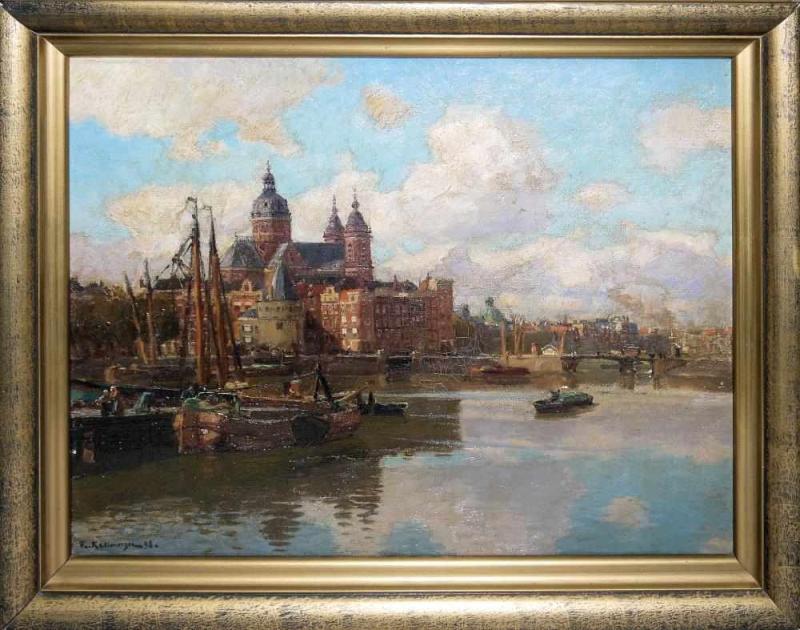 Friedrich Kallmorgen, Amsterdam, Ölgemälde von 1896, gerahmt Friedrich Kallmorgen , 1856 Altona – 1924 Grötzingen, Aufrufpreis:	900 EUR Schätzpreis:	3.000 - 3.500 EUR