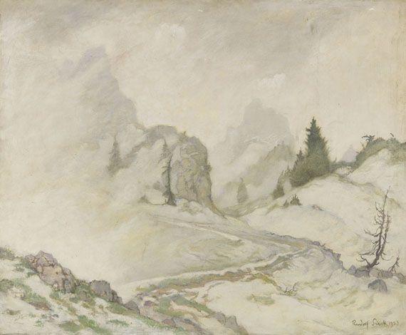 Rudolf Sieck Neuschnee Tempera 60,3 x 72,8 cm