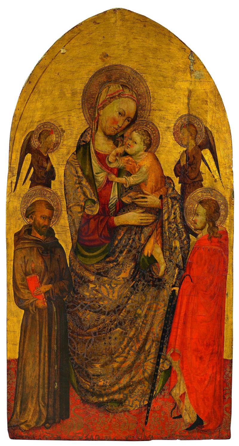 Scolaio di Giovanni (1369 - 1434)  Madonna mit Kind von zwei Engeln angebetet | Tempera auf Holz | 93 x 52cm Ergebnis: 51.600 Euro