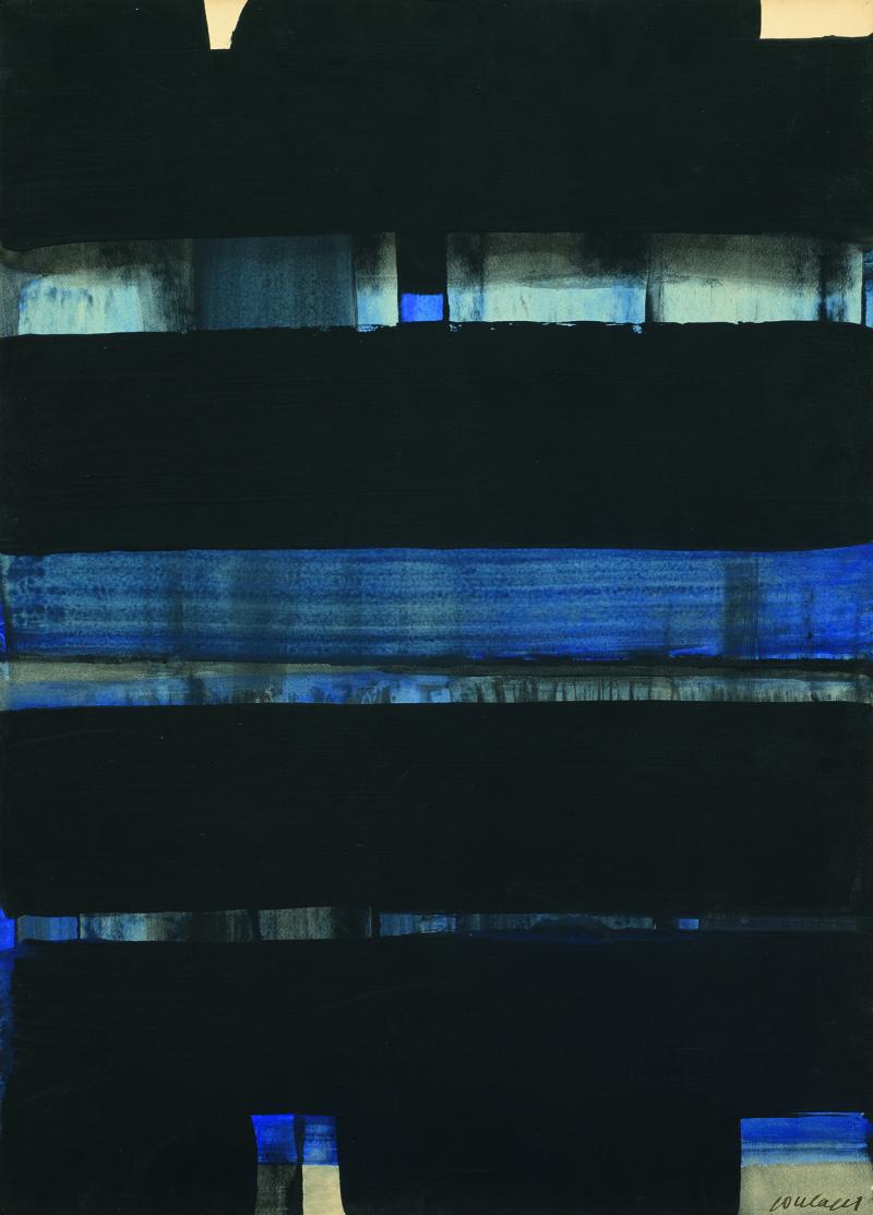 3484 PIERRE SOULAGES Untitled. 1973. Gouache auf Papier auf Leinwand. 75 x 54,5 cm. Ergebnis: CHF 324 000