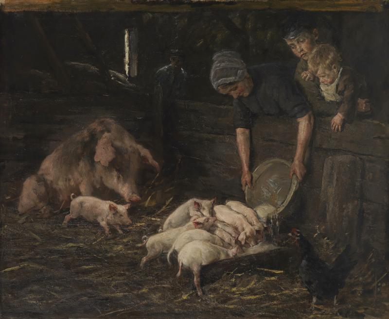 € 162.500* Aufruf: € 60.000 Nr. 92: Max Liebermann – Die Wochenstube – Schweinekoben