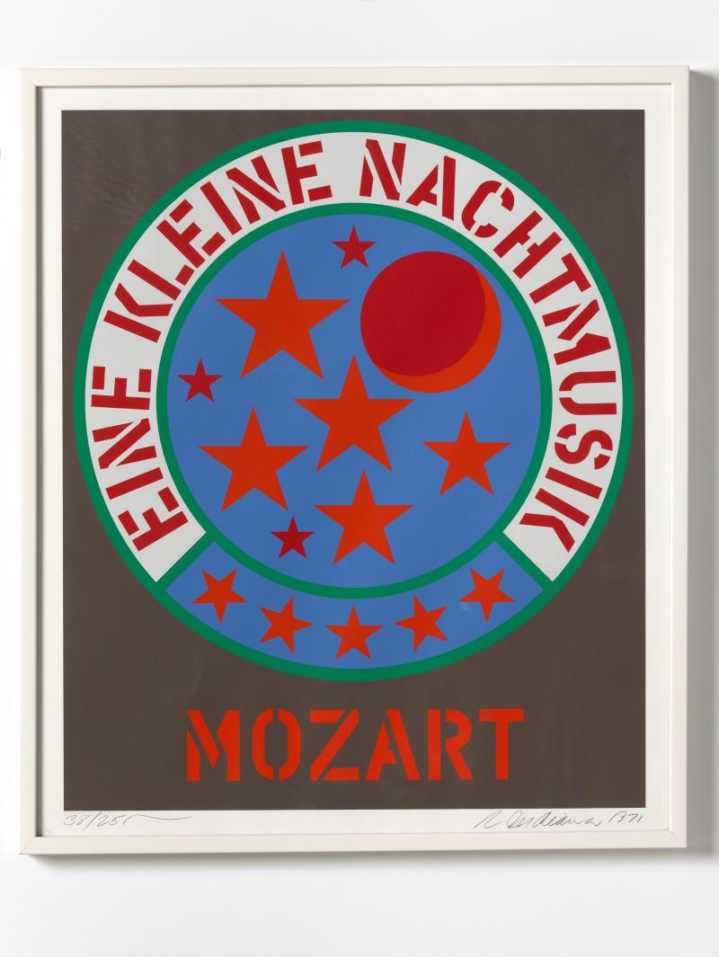 Robert Indiana, Eine kleine Nachtmusik MOZART, 1971, Siebdruck auf Papier, 65 x 55 cm, Ed. von 250 © Robert Indiana, Photo: Ulrich Ghezzi