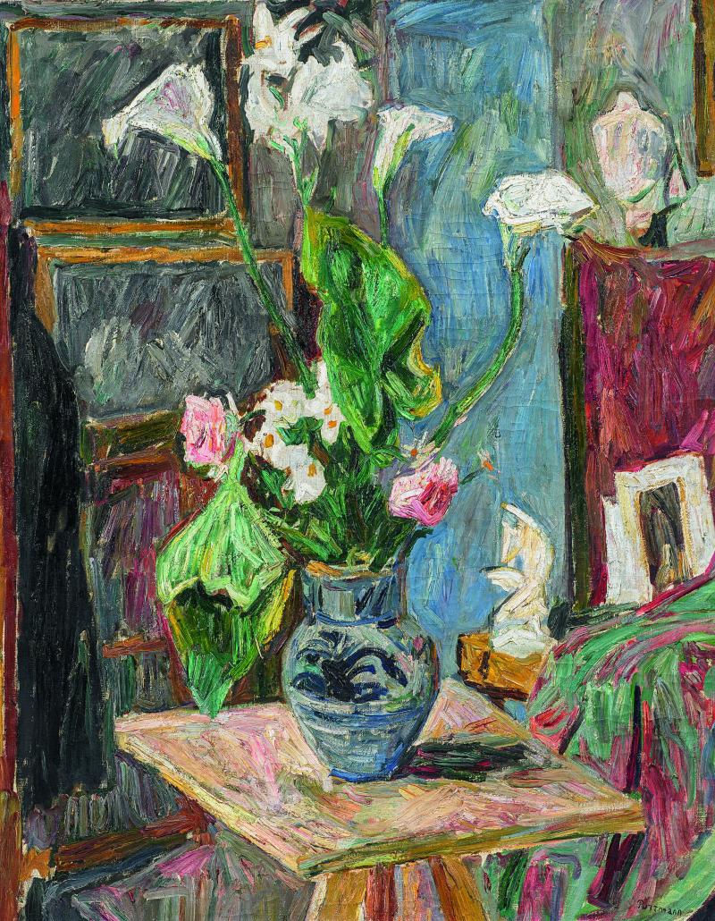 Hans Purrmann (1880 - 1966)  Blumenstillleben im Atelier des Künstlers | Um 1908 | Öl auf Leinwand | 80,5 x 64cm  Ergebnis: 103.200 Euro