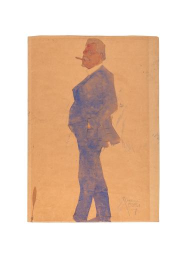 Egon Schiele (Tulln 1890 –1918 Wien), Leopold Czihaczek nach links schauend, 1908, Aquarell, Bleistift auf Papier, 17,1 x 12,2 cm, W&K- Wienerroither & Kohlbacher, Wien