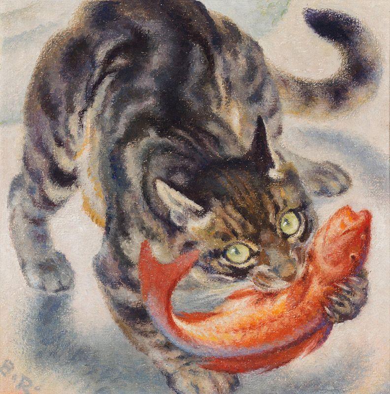 Norbertine Bresslern-Roth* (1891 – 1978) Fischende Katze, 1962 Öl auf Jute, 50 x 50 cm Zuschlag: € 150.000 Kaufpreis: € 189.000