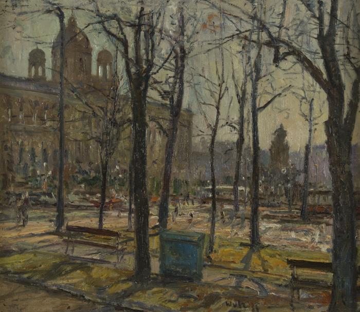 Lot Nr: 362 - Blick auf das Kunsthistorische Museum, 1980(?) Hans Wulz, (1909 – 1985) Schätzpreis: 2400 – 3000,- Euro Rufpreis: 50,- Euro Öl auf Leinwand