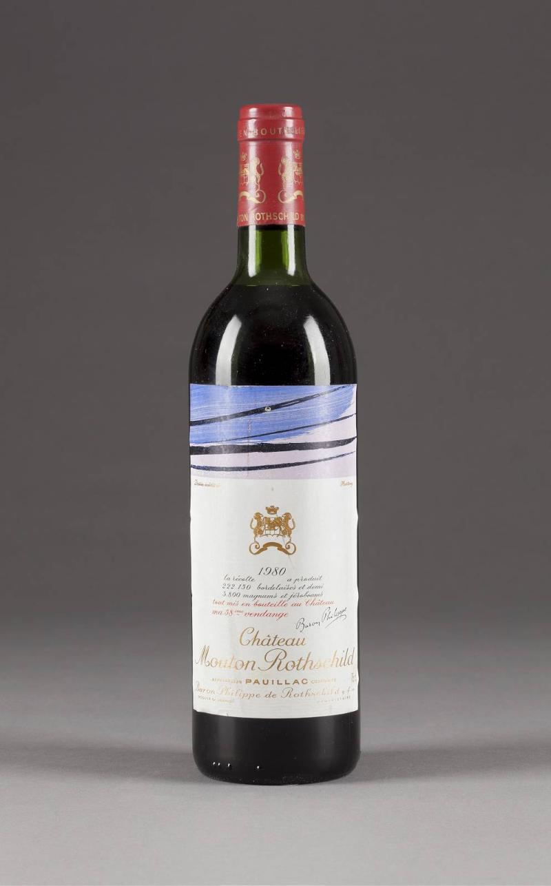 Château Mouton Rothschild, 1980, Pauillac, Künstleretikett Hans Hartung, 36 Flaschen, 0,75l