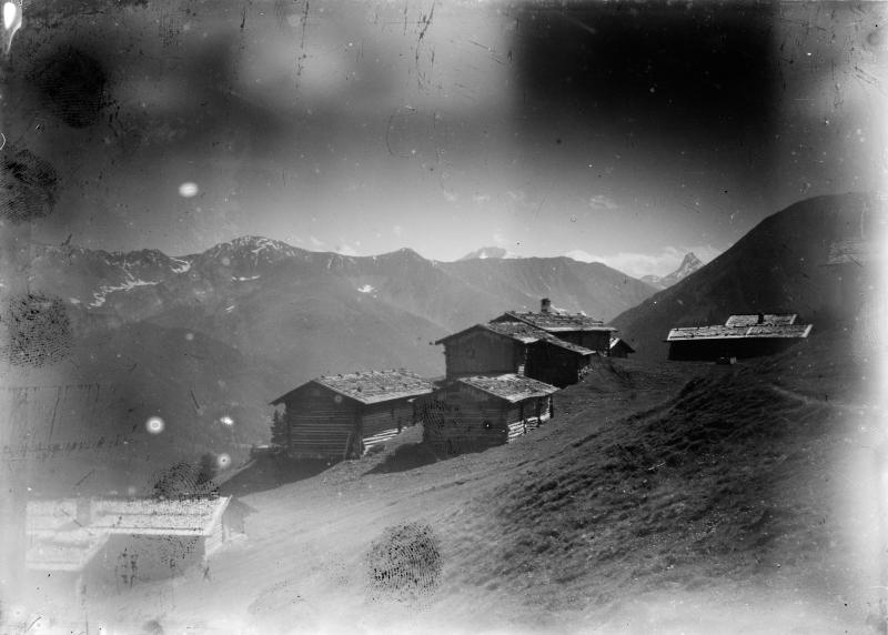 Ernst Ludwig Kirchner Blick von der Sommerhütte Kirchners auf der Stafelalp nach Süden auf das Tinzenhorn, um 1919 Glasnegativ Kirchner Museum Davos, Schenkung Nachlass Ernst Ludwig Kirchner 1992