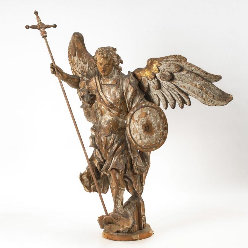 Barocker Erzengel Michael. A Baroque Sculpture of Archangel Michael, About 1700. Mindestpreis:	1.200 EUR