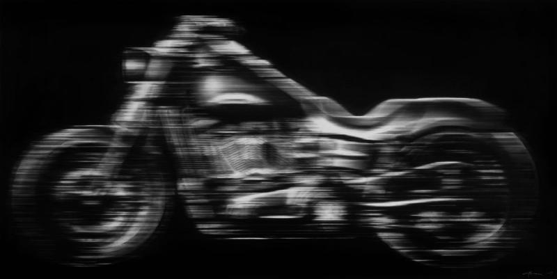 Robert Longo Untitled (Harley Davidson) 2018 Charcoal on mounted paper 152,4 x 304,8 cm (60 x 120 in) (RLO 1715)