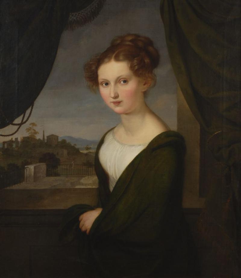 TISCHBEIN, Carl Wilhelm: Portrait Maria MAgdalena Soemmering, née Wenzel (oil/canvas with signature, 1819, monogram, 1 small restored spot with back bonding). Mindestpreis:	240 EUR