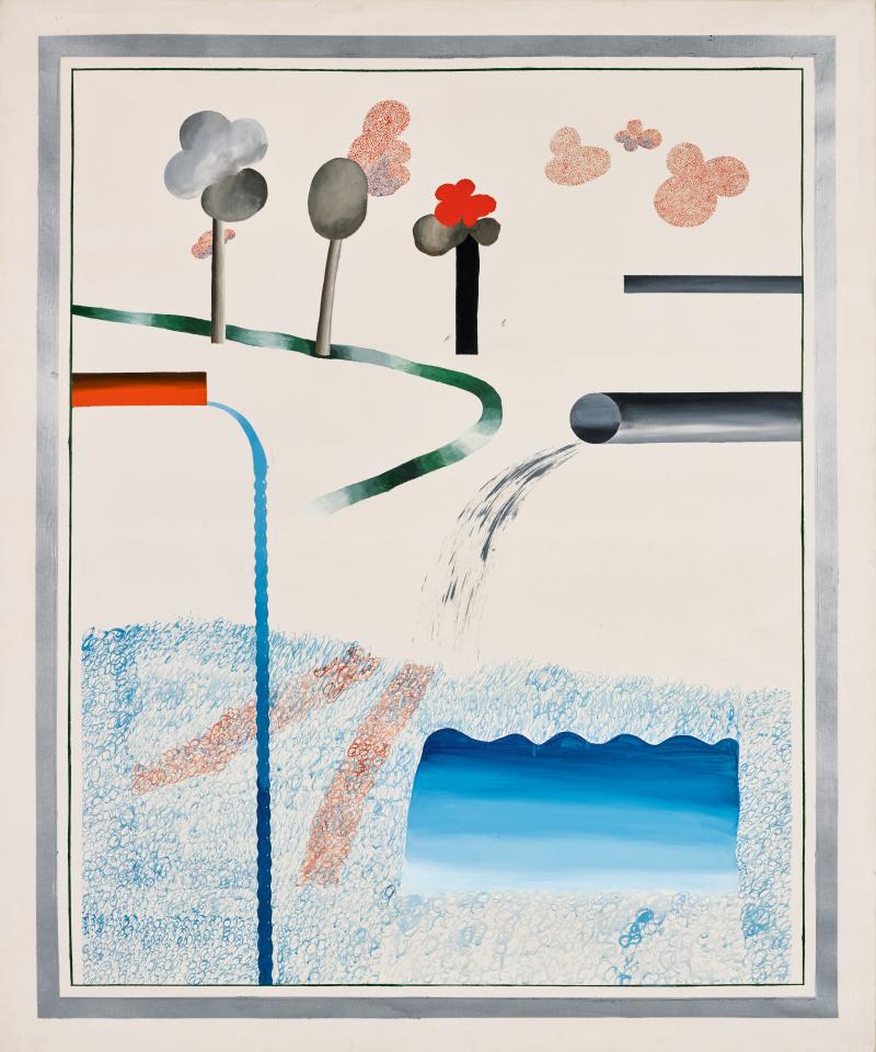 David Hockney, Different Kinds of Water Pouring into a Swimming Pool, Santa Monica, 1965, est. £2,500,000-3,500,000