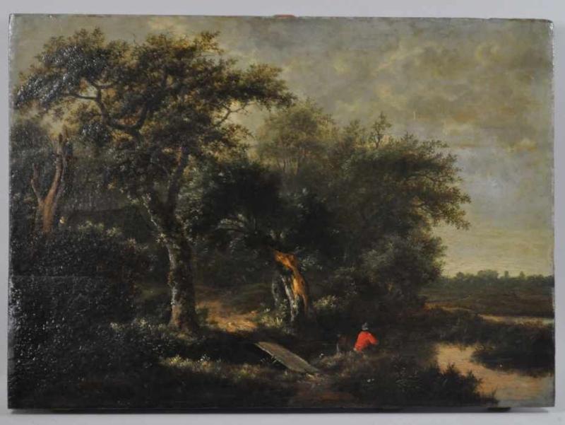 RUISDAEL Jacob Isaakszoon van (1628 Haarlem - 1682 Amsterdam) zugeschrieben "Angler" am Gewässer sitzend, in weiter Landschaft mit Baumbestand Mindestpreis:	3.000 EUR