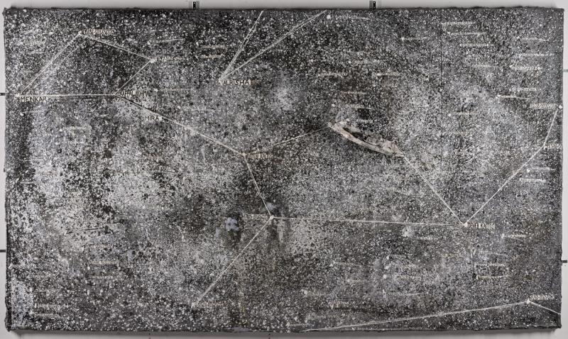 Lot 131- Anselm Kiefer, Walfisch, oil, acrylic, charcoal, wire and lead laid down on canvas, 2000, 195 by 333 cm