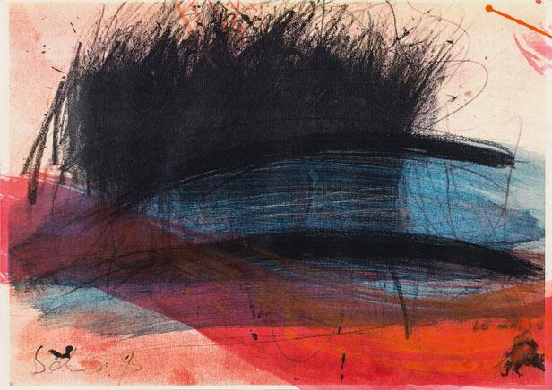 Arnulf Rainer* (Baden 1929 geb.) Schleife, 1996 übermalte Druckgraphik; gerahmt; 29,5 x 41,7 cm  Schätzpreis € 8.000 - 12.000