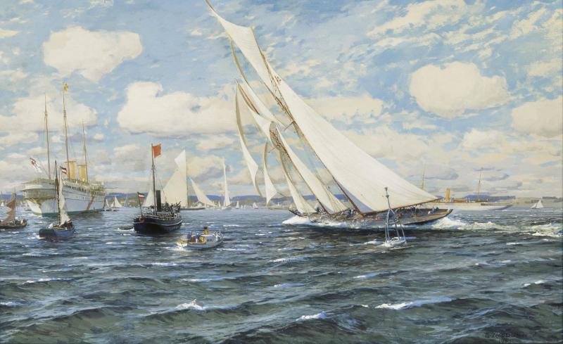 Michael Zeno Diemer 'Zieldurchgang der Hamburg bei der Kieler Woche vor Eckernförde 1903' (Lot. 101)