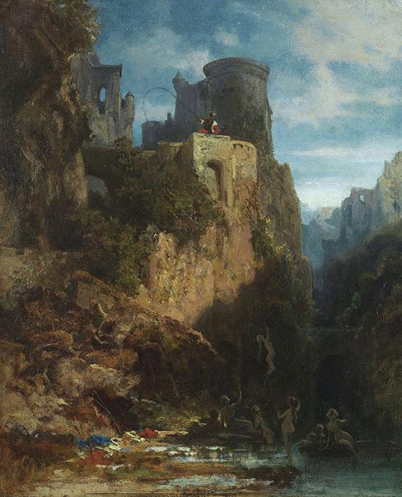 4 CARL SPITZWEG Nixenfang, Um 1860. Öl auf Holz Schätzpreis: € 40.000 - 60.000