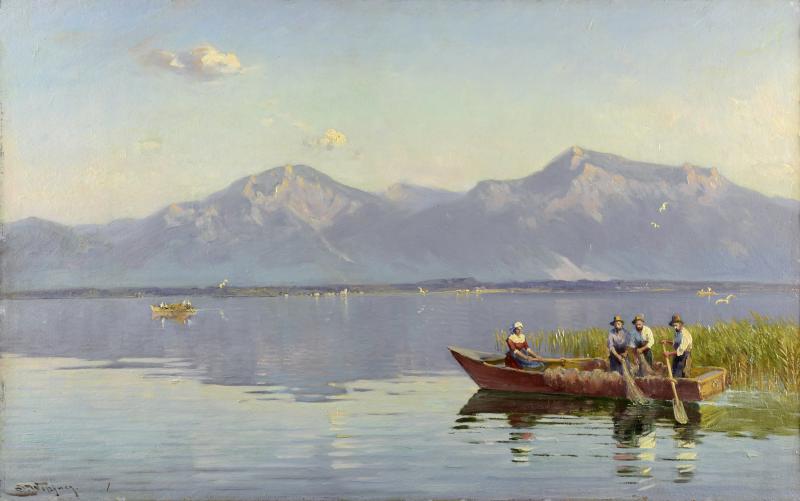 Josef Wopfner: Am Chiemsee, um 1916 Öl auf Malpappe, 37,2 x 59,5 cm Leihgabe aus Privatbesitz © Fotografie Museum Georg Schäfer, Schweinfurt